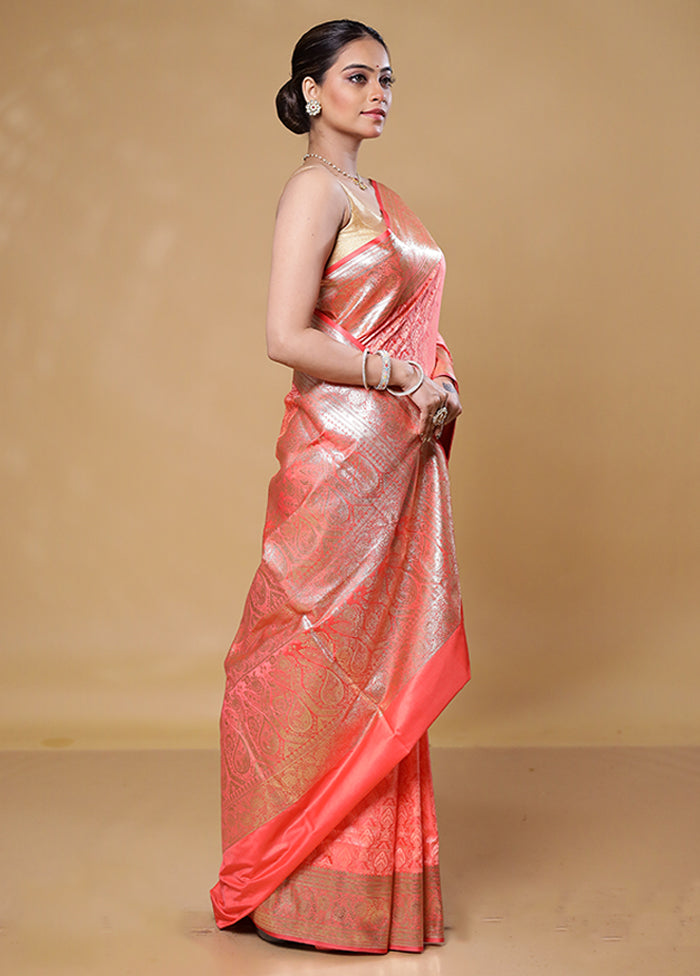 Pink Tanchoi Silk Saree With Blouse Piece