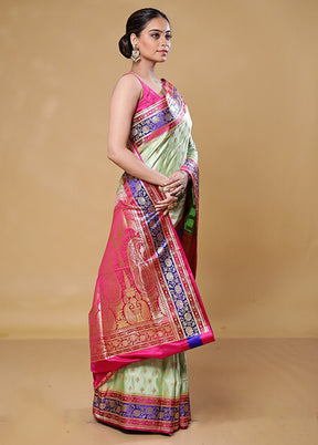 Green Banarasi Silk Saree With Blouse Piece