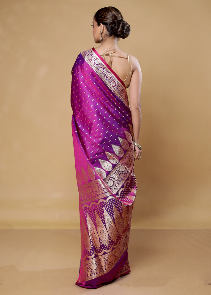 Purple Banarasi Silk Saree With Blouse Piece