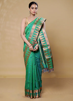 Green Kanjivaram Silk Saree With Blouse Piece