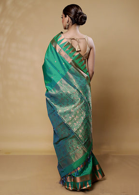 Green Kanjivaram Silk Saree With Blouse Piece