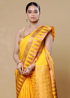 Yellow Kanjivaram Silk Saree With Blouse Piece