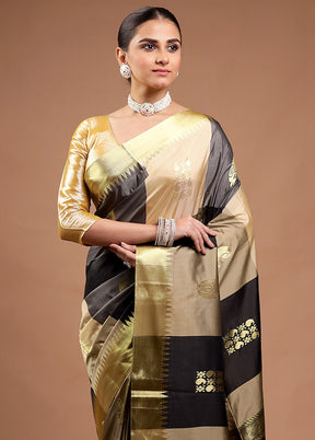 Black Kanjivaram Silk Saree With Blouse Piece