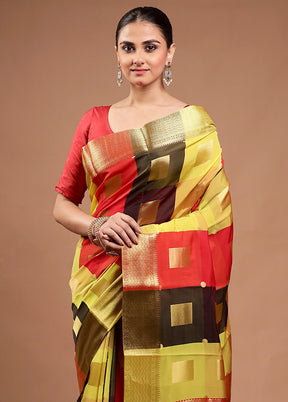 Yellow Kanjivaram Silk Saree With Blouse Piece