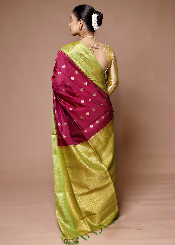 Pink Kanjivaram Silk Saree With Blouse Piece