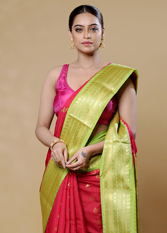 Red Kanjivaram Silk Saree With Blouse Piece