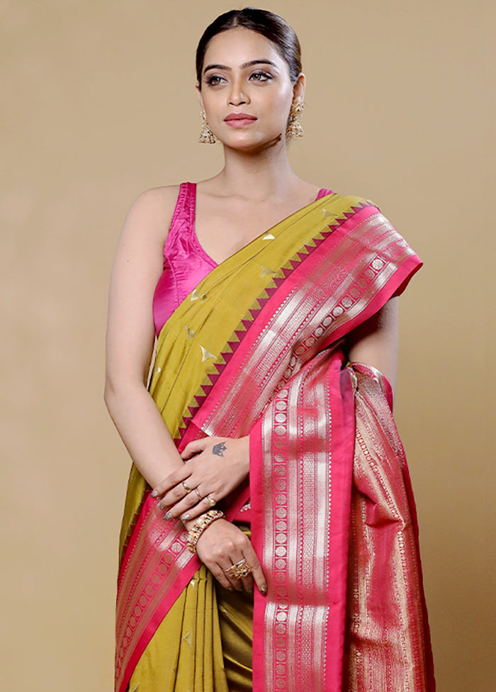 Green Kanjivaram Silk Saree With Blouse Piece