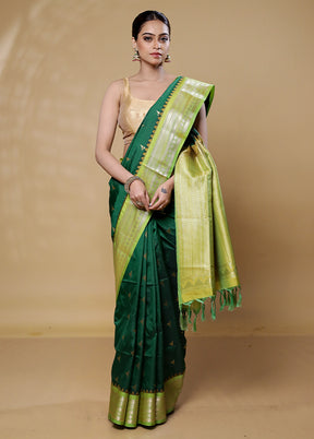 Green Kanjivaram Silk Saree With Blouse Piece