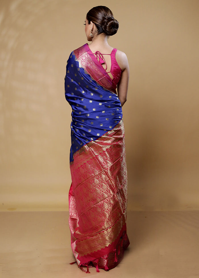 Blue Kanjivaram Silk Saree With Blouse Piece