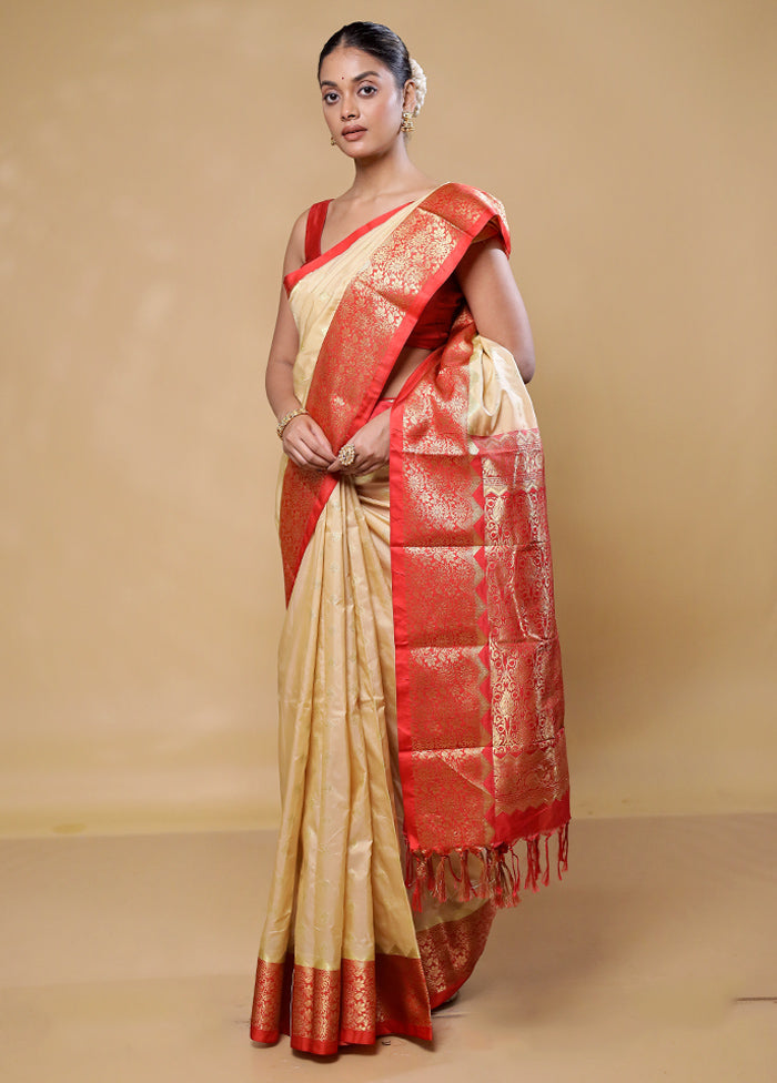 Yellow Kanjivaram Silk Saree With Blouse Piece