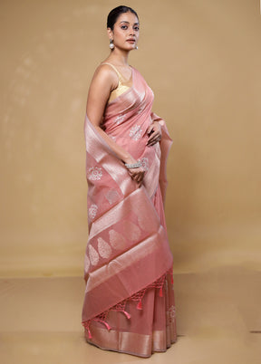 Pink Kota Cotton Saree With Blouse Piece