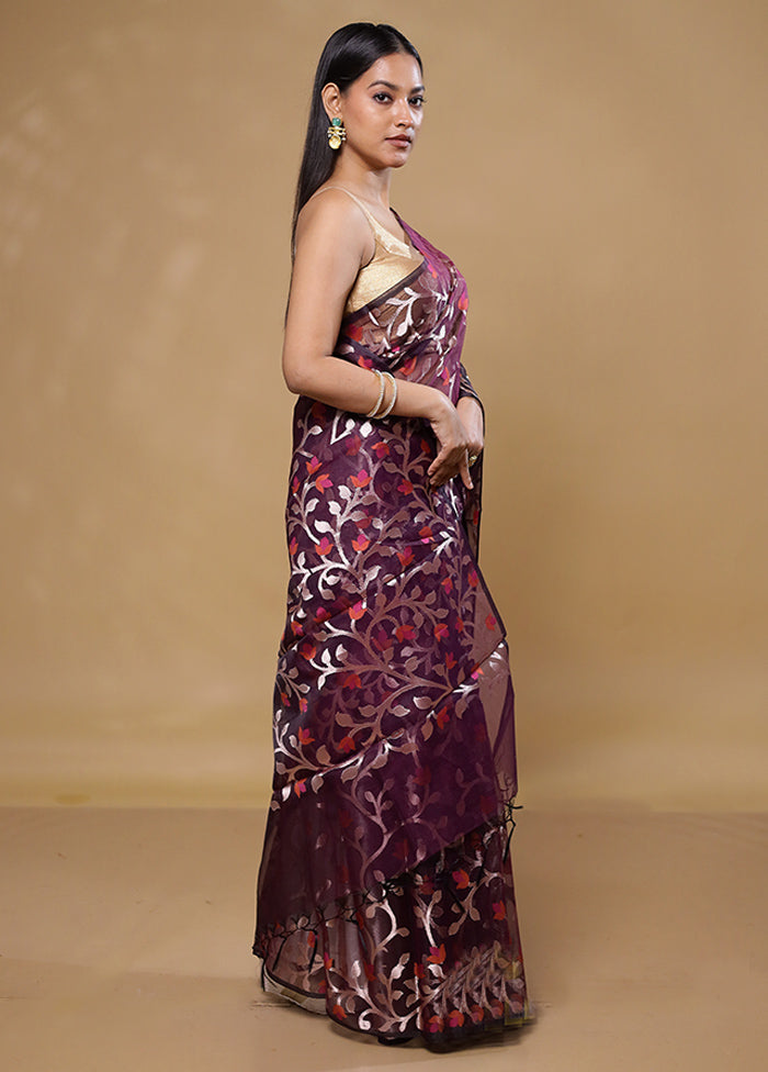 Brown Organza Saree With Blouse Piece