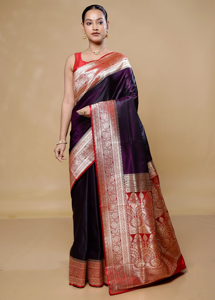 Maroon Banarasi Silk Saree With Blouse Piece