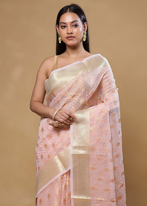 Pink Kora Silk Saree With Blouse Piece