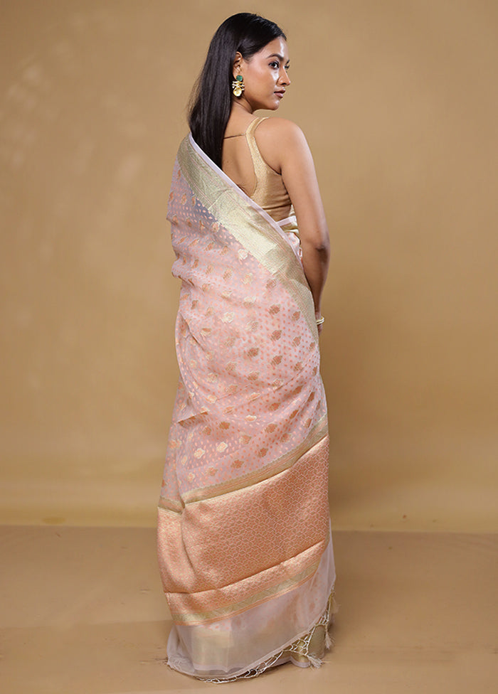 Pink Kora Silk Saree With Blouse Piece