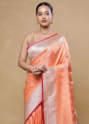 Orange Katan Silk Saree With Blouse Piece