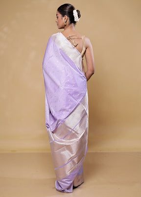 Purple Katan Silk Saree With Blouse Piece