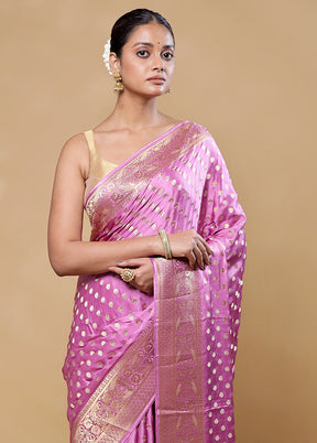 Pink Handloom Pure Georgette Saree With Blouse Piece