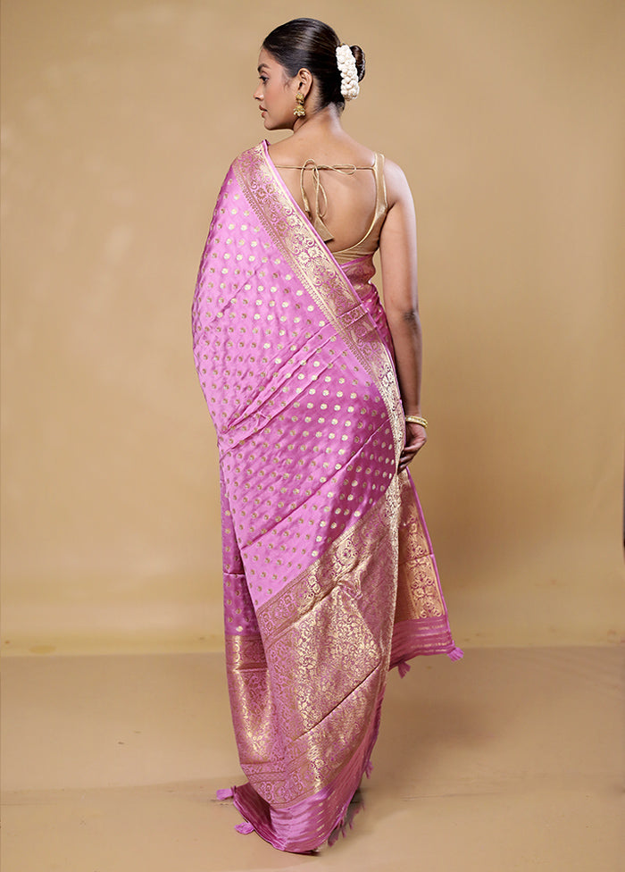 Pink Handloom Pure Georgette Saree With Blouse Piece