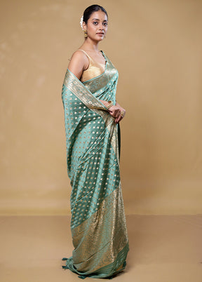 Blue Handloom Pure Georgette Saree With Blouse Piece