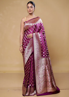 Pink Banarasi Silk Saree With Blouse Piece