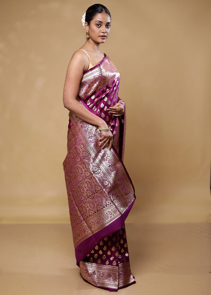 Pink Banarasi Silk Saree With Blouse Piece