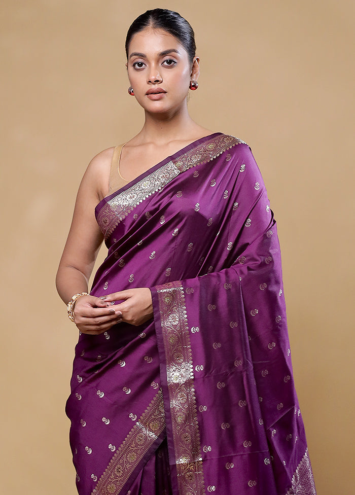 Purple Dupion Silk Saree With Blouse Piece