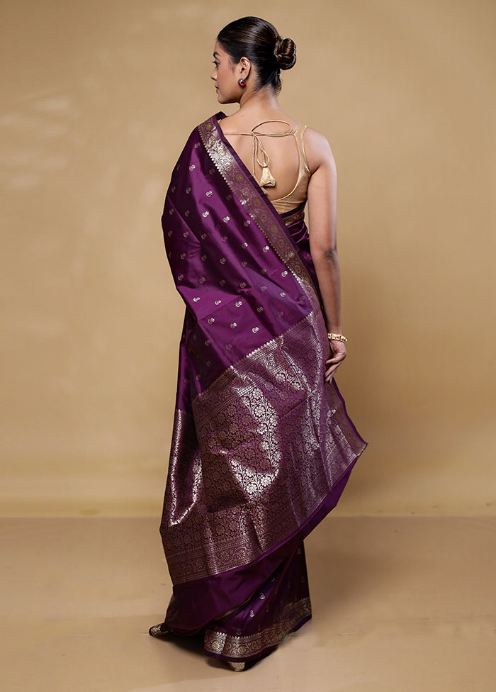 Purple Dupion Silk Saree With Blouse Piece