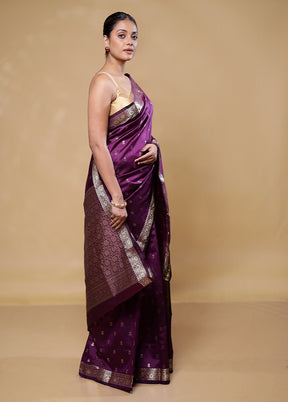 Purple Dupion Silk Saree With Blouse Piece