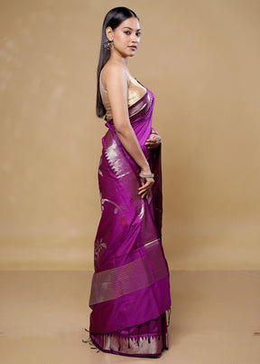 Purple Dupion Silk Saree With Blouse Piece