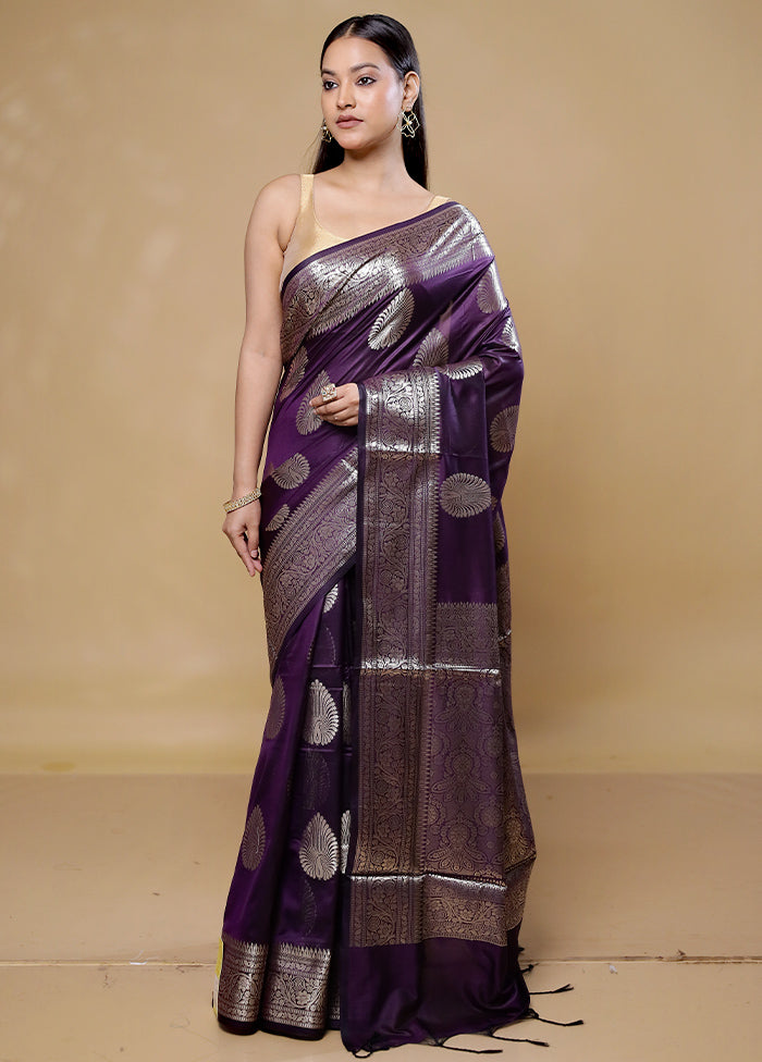 Purple Cotton Saree With Blouse Piece