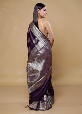 Purple Cotton Saree With Blouse Piece