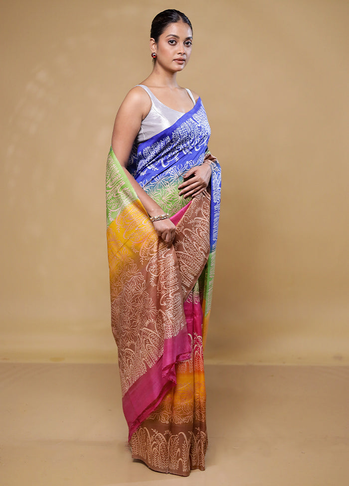 Green Pure Bishnupuri Silk Saree Without Blouse Piece