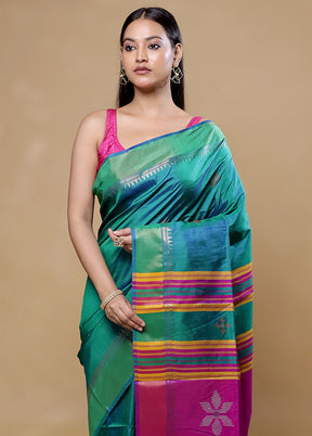 Green Kanjivaram Silk Saree With Blouse Piece