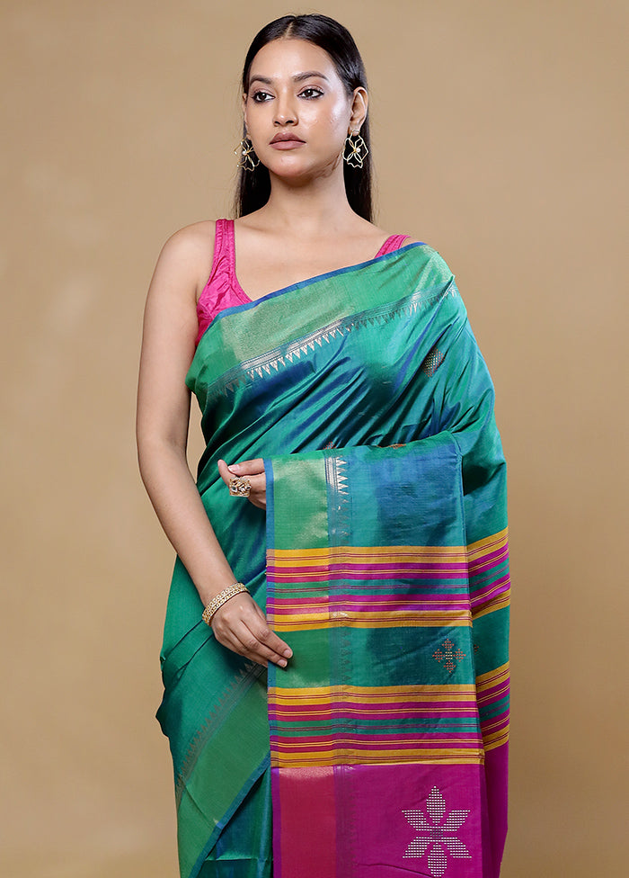 Green Kanjivaram Silk Saree With Blouse Piece