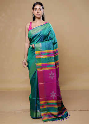 Green Kanjivaram Silk Saree With Blouse Piece