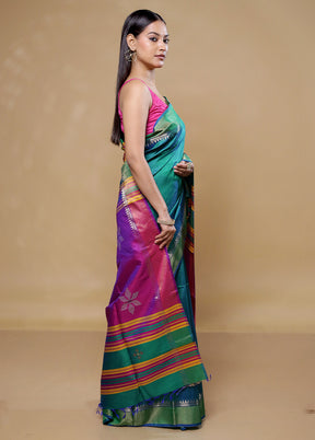 Green Kanjivaram Silk Saree With Blouse Piece