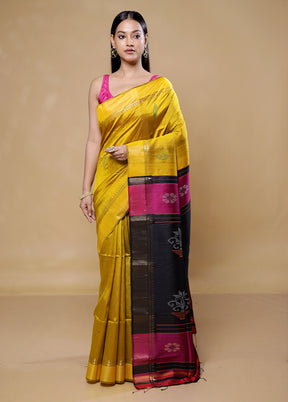 Yellow Kanjivaram Silk Saree With Blouse Piece