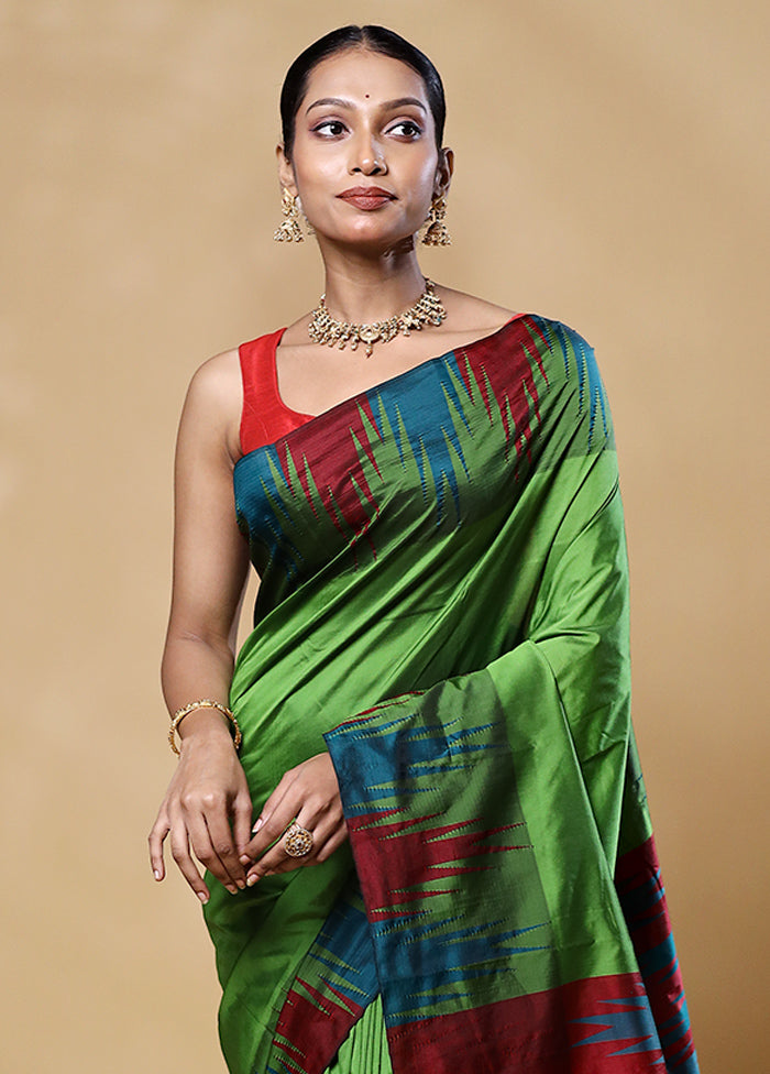 Green Kanjivaram Silk Saree With Blouse Piece