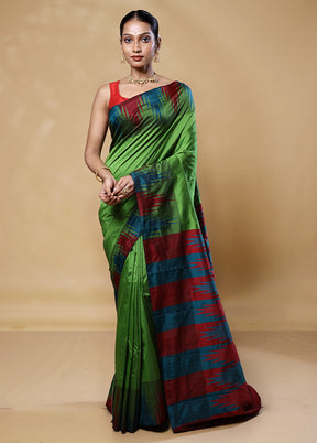 Green Kanjivaram Silk Saree With Blouse Piece