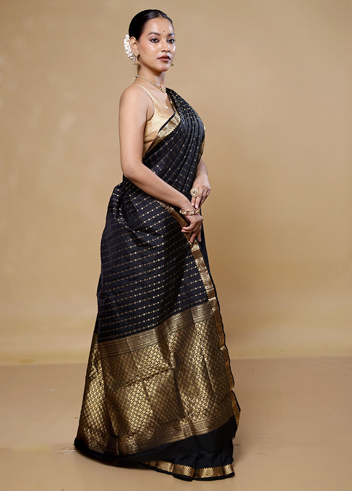 Black Kanjivaram Silk Saree With Blouse Piece