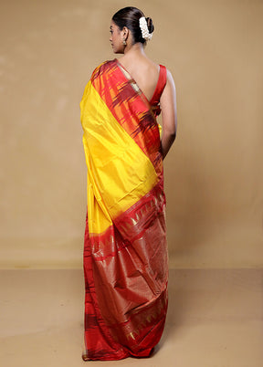 Yellow Kanjivaram Silk Saree With Blouse Piece