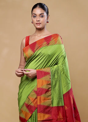 Green Kanjivaram Silk Saree With Blouse Piece