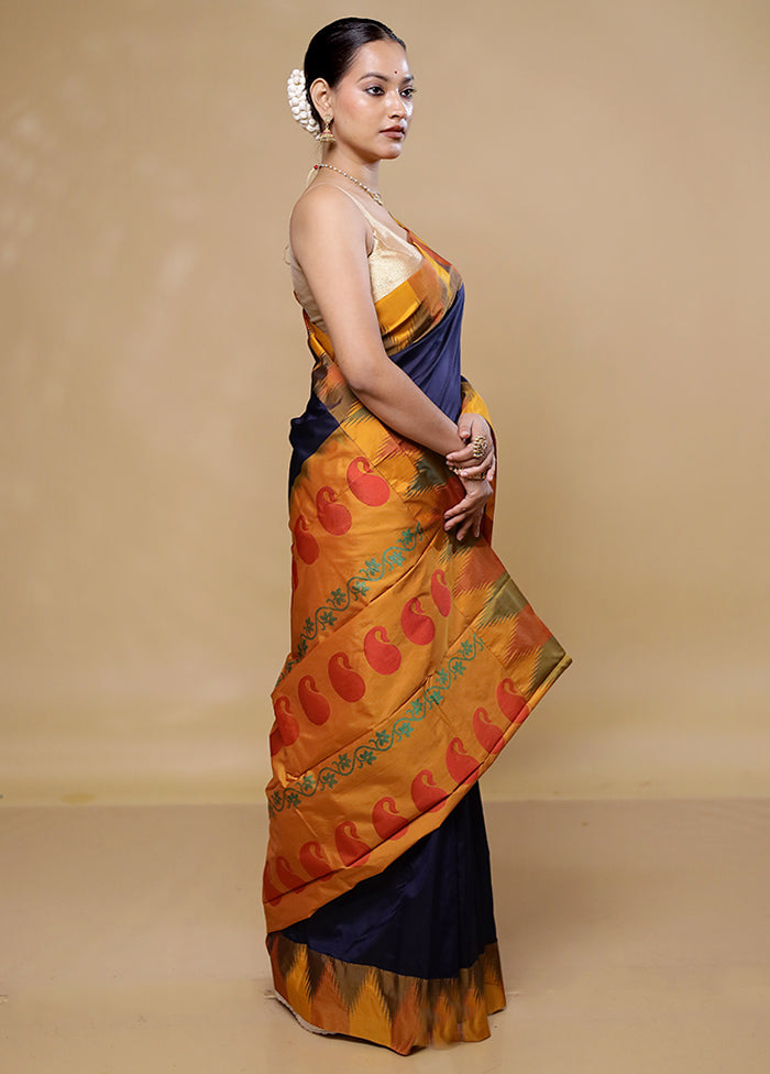 Black Kanjivaram Silk Saree With Blouse Piece