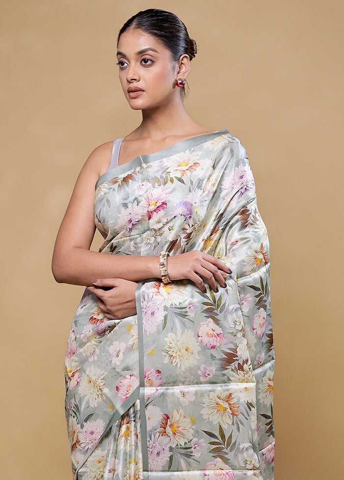 Cream Handloom Tussar Pure Silk Saree With Blouse Piece