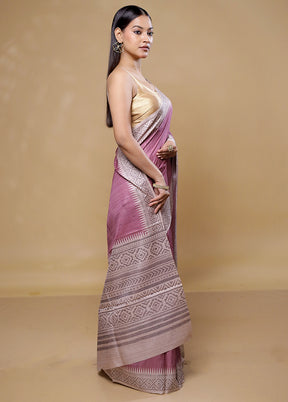 Purple Tussar Silk Saree With Blouse Piece