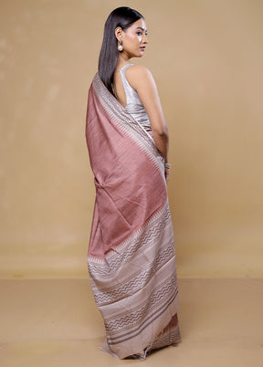 Brown Tussar Silk Saree With Blouse Piece