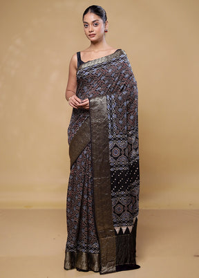 Black Pure Modal Silk Saree Without Blouse Piece