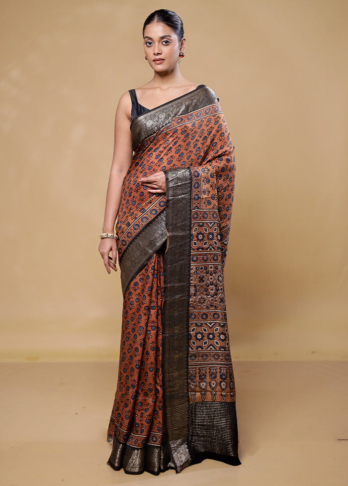 Brown Pure Modal Silk Saree Without Blouse Piece