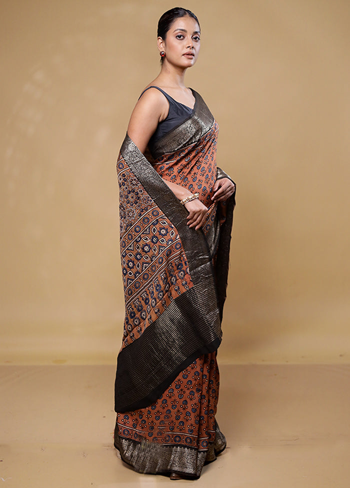 Brown Pure Modal Silk Saree Without Blouse Piece